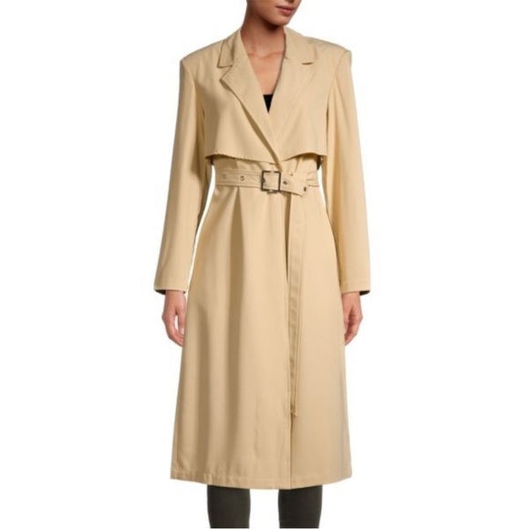 Danielle Bernstein WeWoreWhat Butter Yellow Longline Belted Trench Coat Medium - Picture 1 of 16